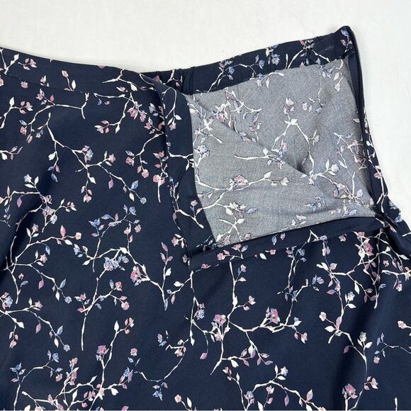 J. Jill Blue Pink Floral A-Line Rayon Midi Skirt Women’s Large - Picture 4 of 8